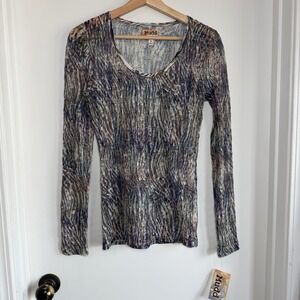 Mudd Vintage Y2K Long Sleeve Lace Animal Print‎ Top Rich Berry Medium NWT
